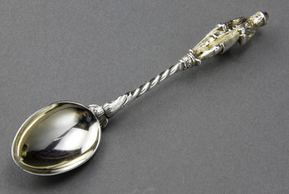 Antique Victorian Silver Gilt Figural Christening Spoon